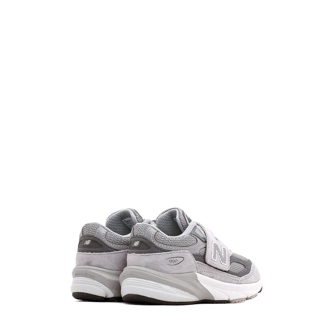 New Balance 990v6 Hook and Loop Grey Infant Core IV990GL6 Molded Grooves running in a canal area shoes