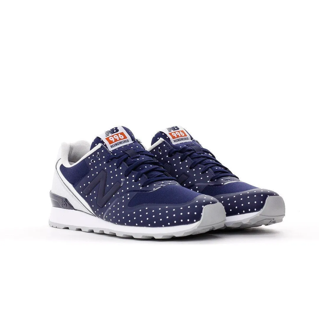 lateral support shoes Turbulent Flow Vents NEW BALANCE CLASSIC WOMEN BLUE WHITE DOTS RE-ENGINEERED WR996KP
