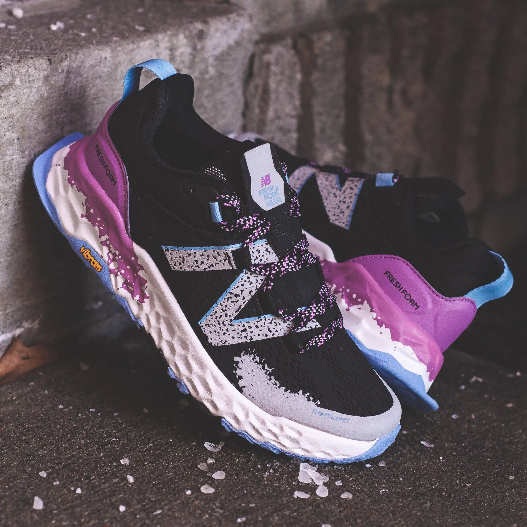 for training New Balance Hierro v5 Fresh Foam Black Purple Women WTHIERP5