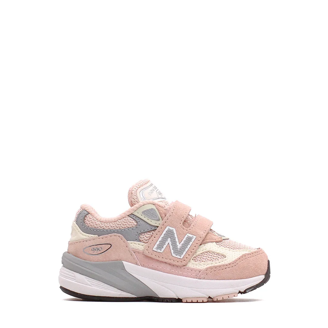 New Balance Infant 990v6 Hook and Loop Pink Haze IV990PK6 running in spring Neutral Color