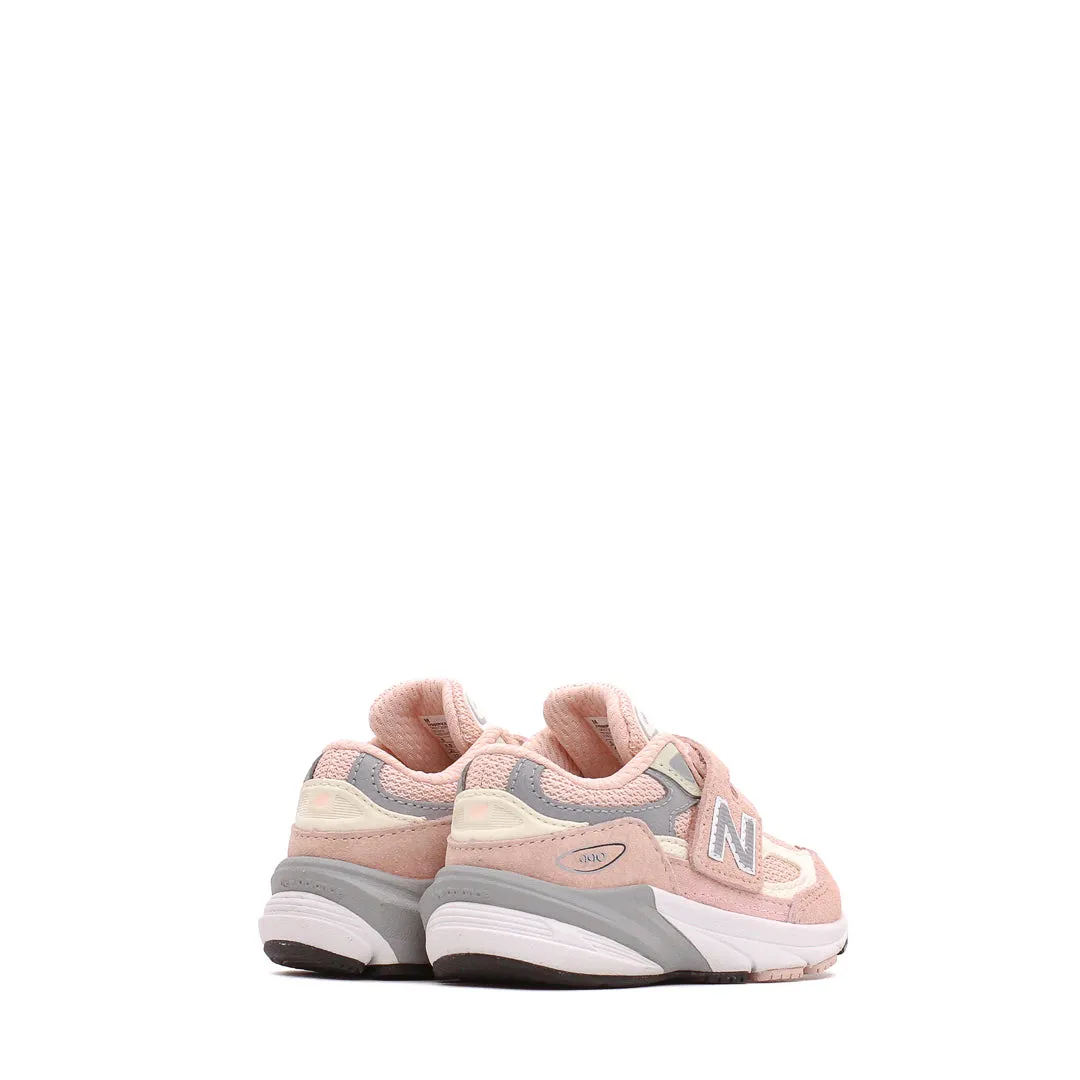 Stability Support running on dirt roads New Balance Infant 990v6 Wide Hook and Loop Pink Haze IV990PK6-WIDE
