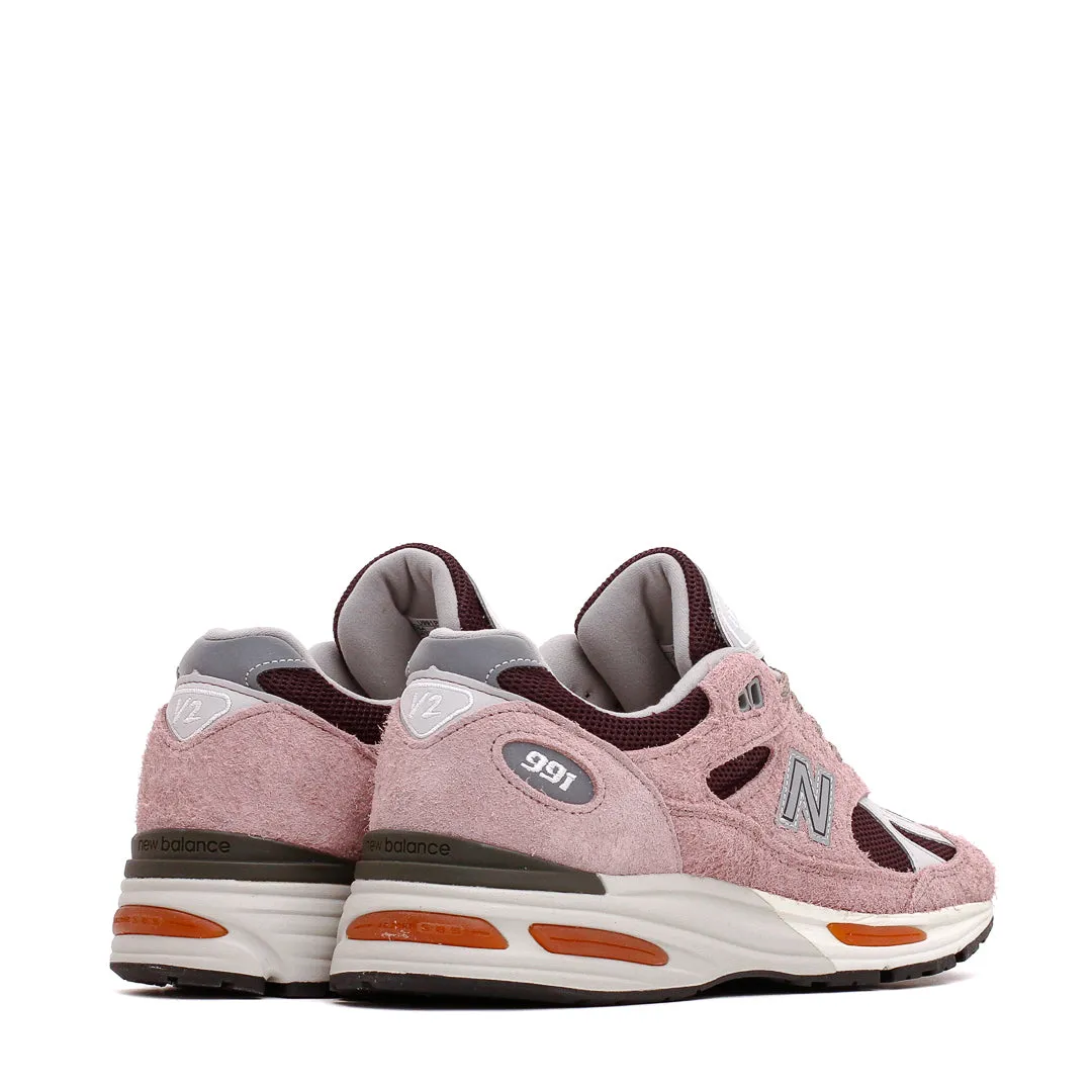 New Balance Unisex Made in UK 991v2 Deauville Mauve Fig U991PR2 continuous running gear Reinforced Ankle Collar