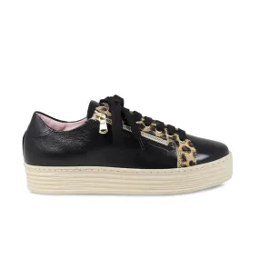 Hampton: Black Leather & Luxe Leopard Pull Step