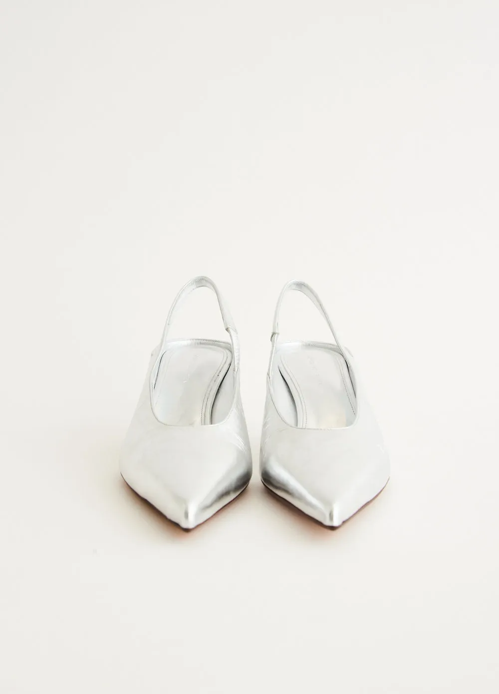 Silver Heeled Slingbacks Shock absorption tech