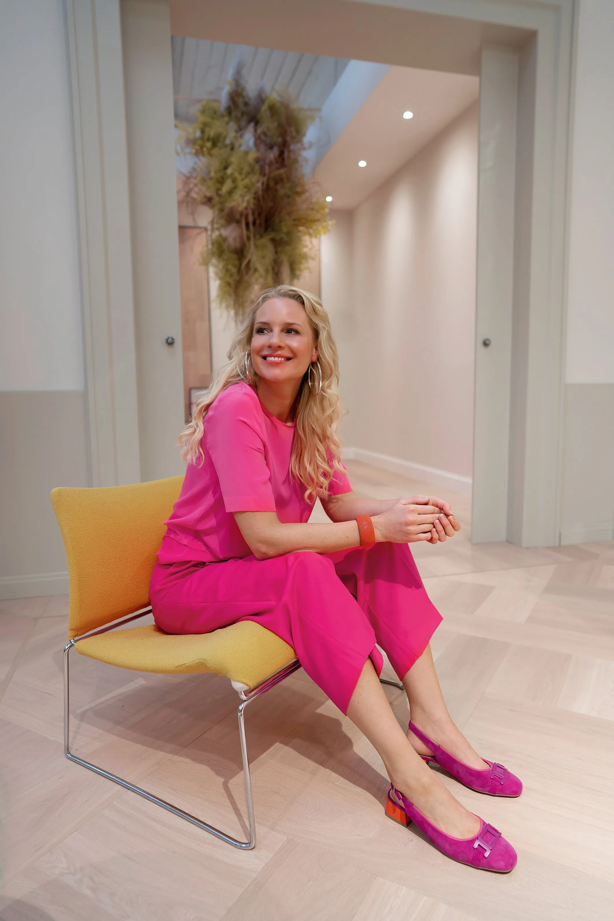 Breathable Walking Shoes Sporty Flats 20404 Fuchsia and Orange