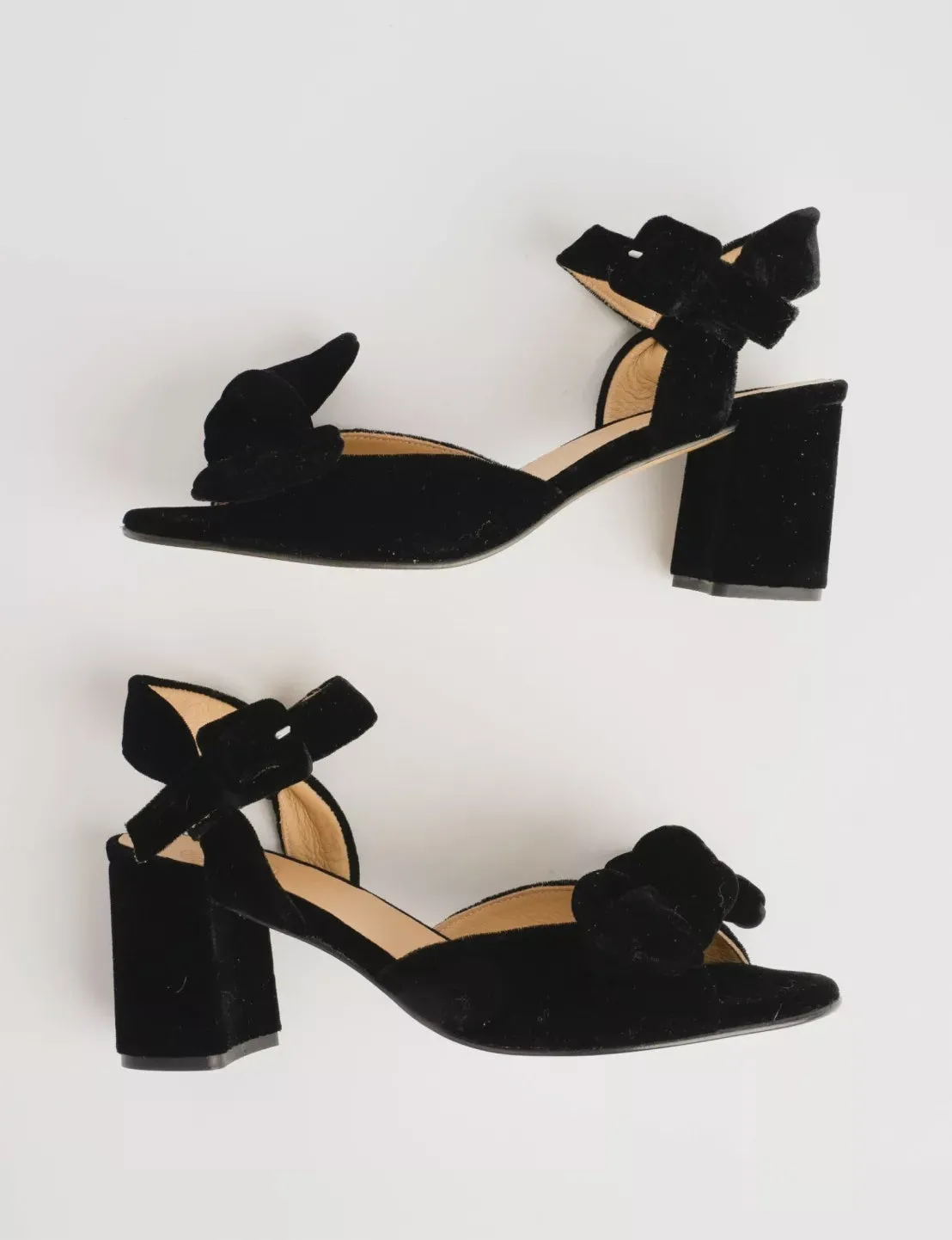 Penelope Chilvers Minnie Velvet Sandal in Black Sustainable Choice