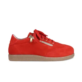 Pixie: Coral Red Suede Track Trek Secure fit
