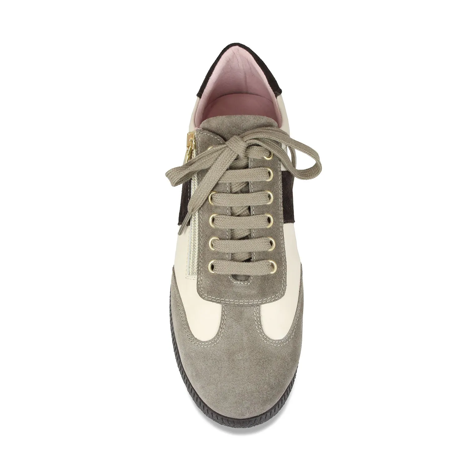 Sneaker Style Durable Stitching Detail Pixie: Cream, Taupe & Brown