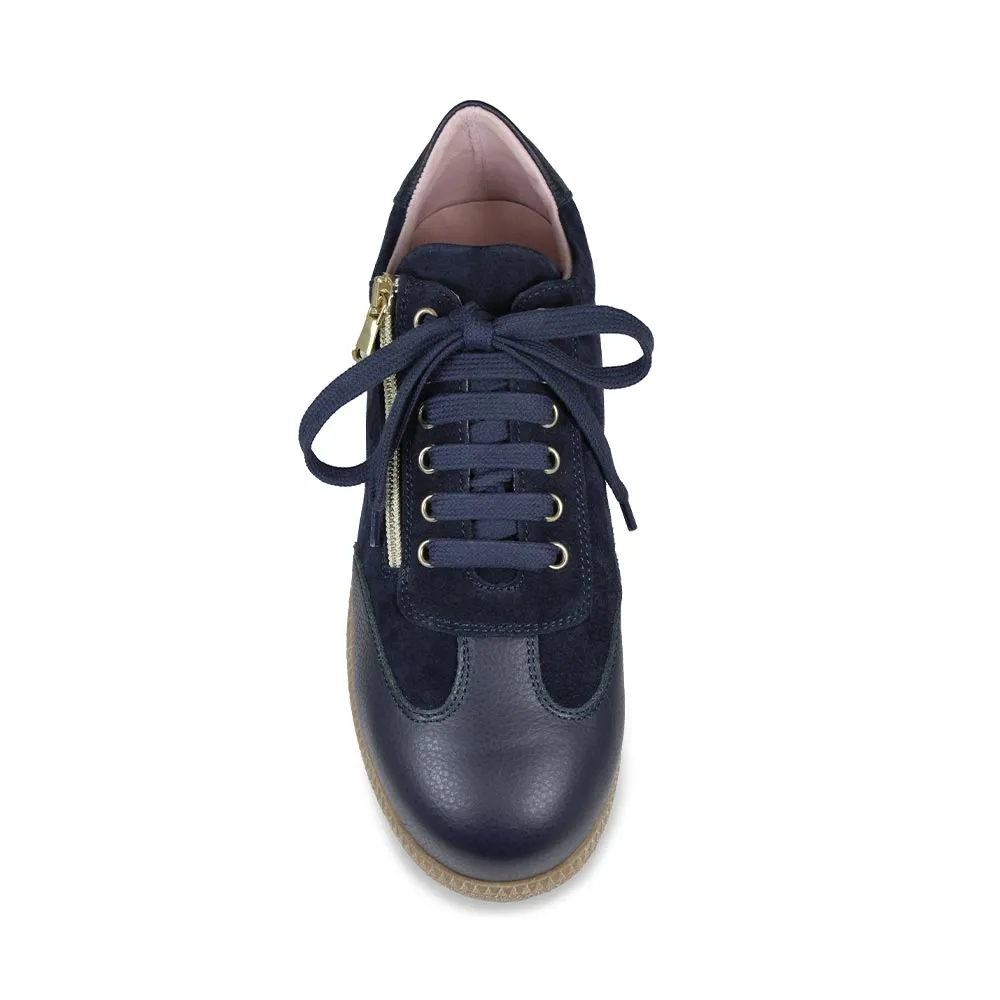 Pixie: Navy Leather & Suede Foot Support