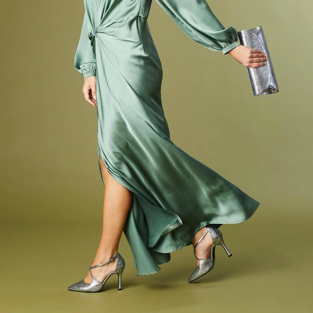 Poet: Silver Snake Print Leather Smart Trend Even weight distribution