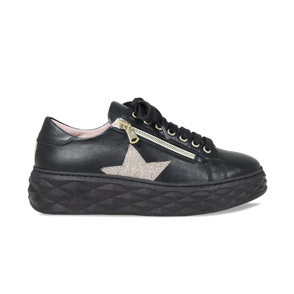 Free Walk Clean Shape Porto Star: Black Leather & Glitter