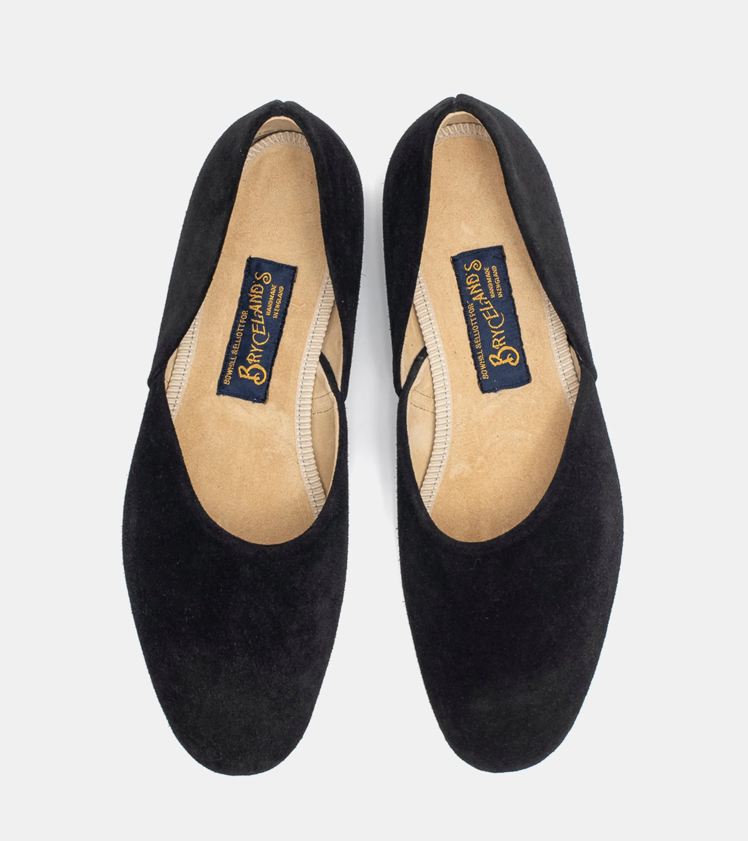 Bryceland's x Bowhill & Elliott Grecian Slippers Black Suede Non Marking Outdoor Adaptive Lacing