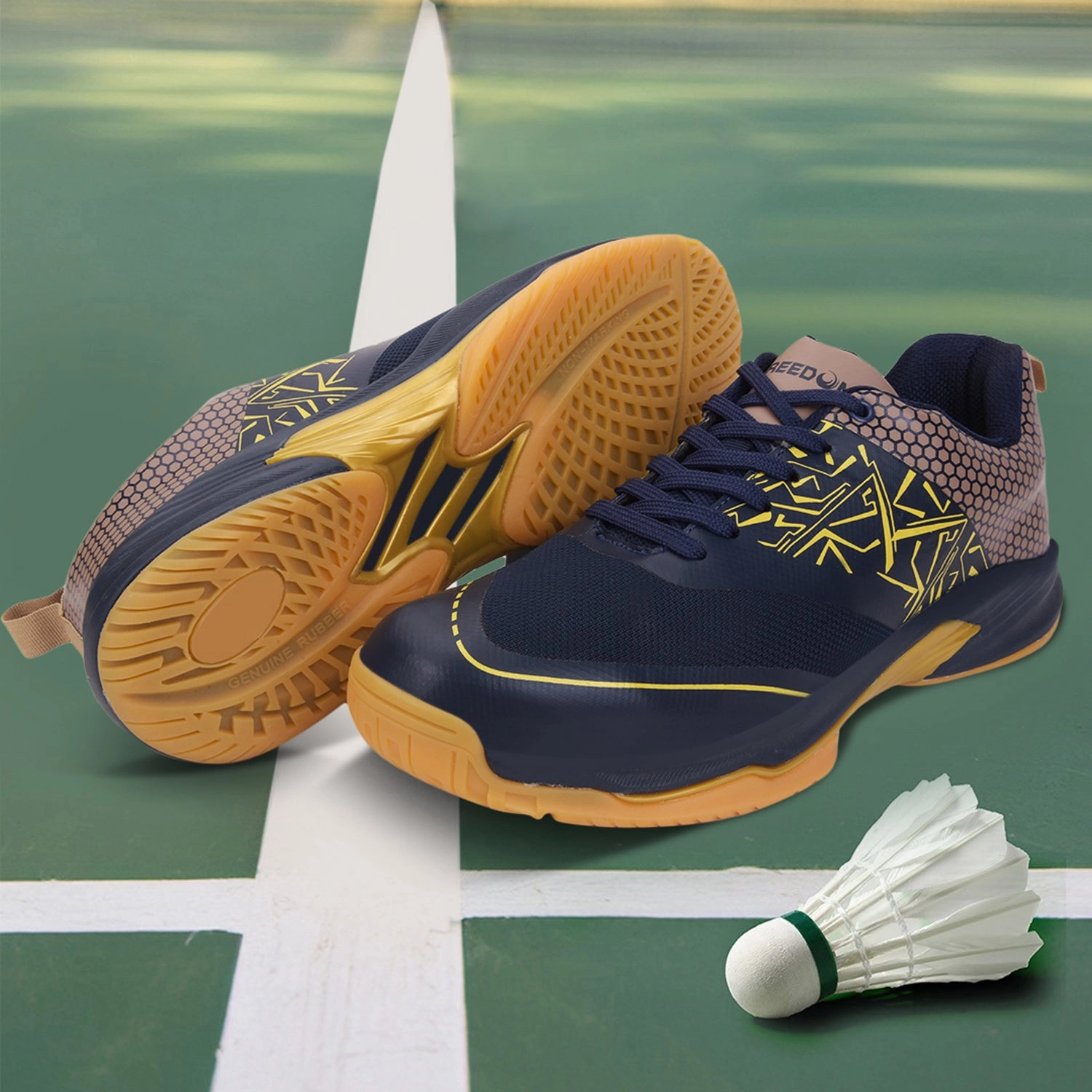 FREEDOM Navy Blue Sports Non-Marking Paddle/Pickleball & Badminton Shoes For Men UNESKO By Liberty MachineWashable Urban Essential