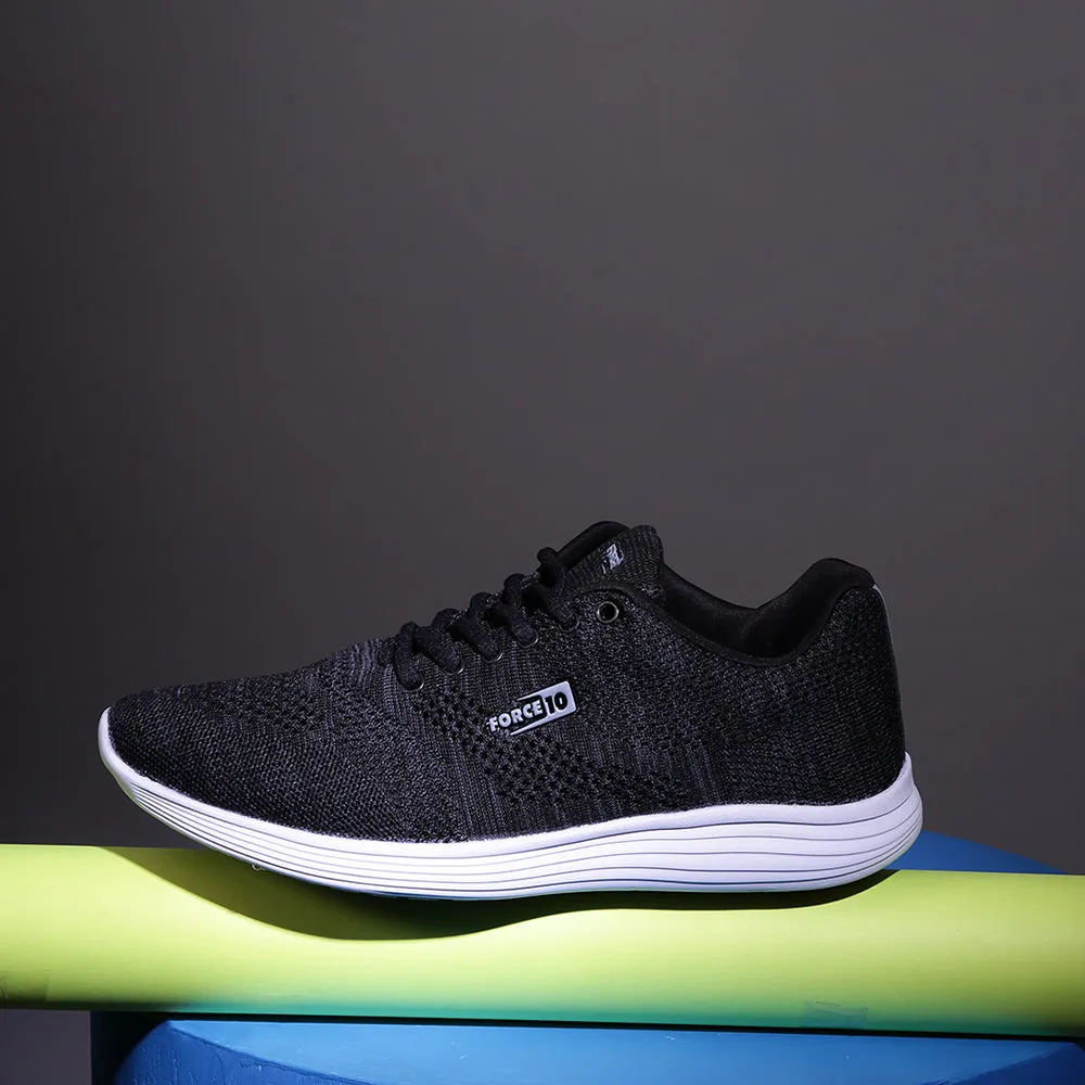 high - traction sole Force 10 Men's Black Sports Lacing (BROOK-2)