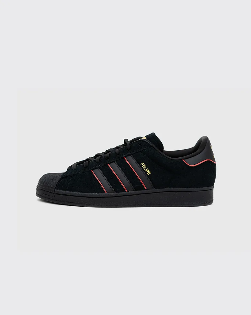Relaxed Motion Stylish Appeal Adidas Superstar ADV x Felipe Gustavo Shoe - Black/Scarlet/Gold