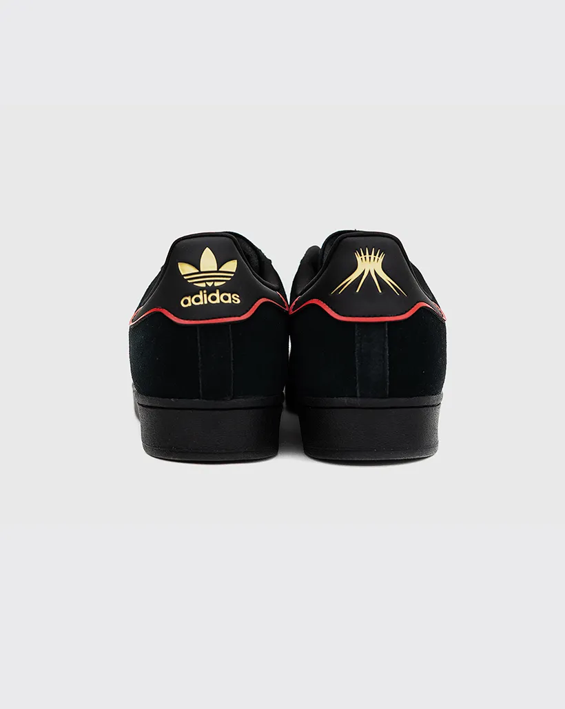Walk Time Outdoors Ready Adidas Superstar ADV x Felipe Gustavo Shoe - Black/Scarlet/Gold