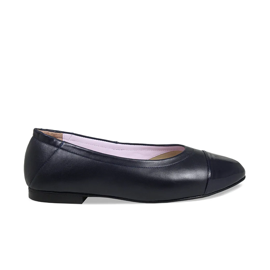 Luna: Navy Leather & Patent No Slip Anti Fatigue Midsole