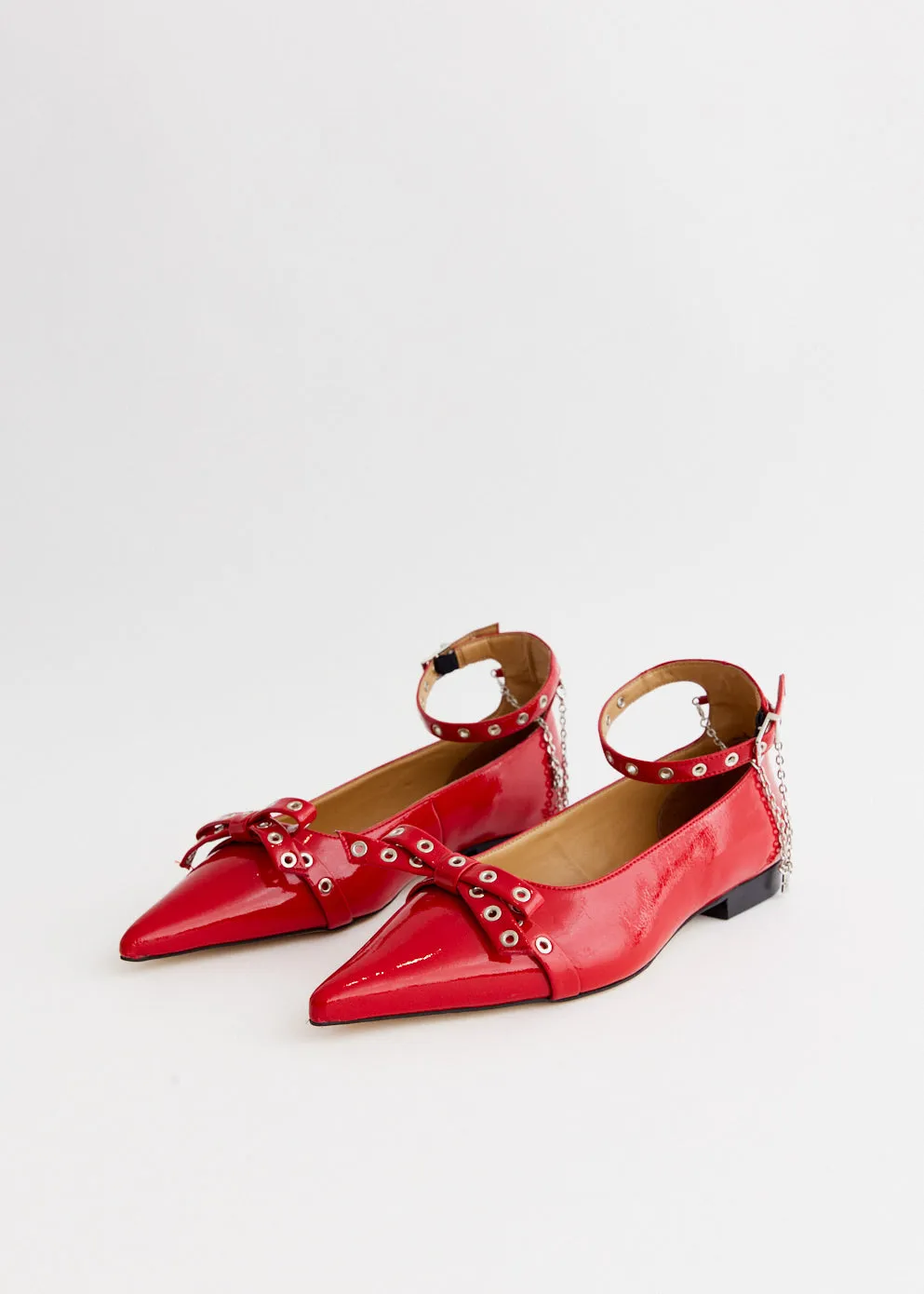 On Road Lined interior Eyelets Jewel Ballerinas