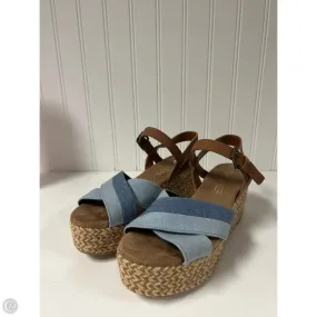 Sandals Heels Wedge By Toms In Blue Denim, Size: 6.5 Smart Edge