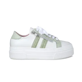 Diva: White Leather & Mint Raffia Uni Life