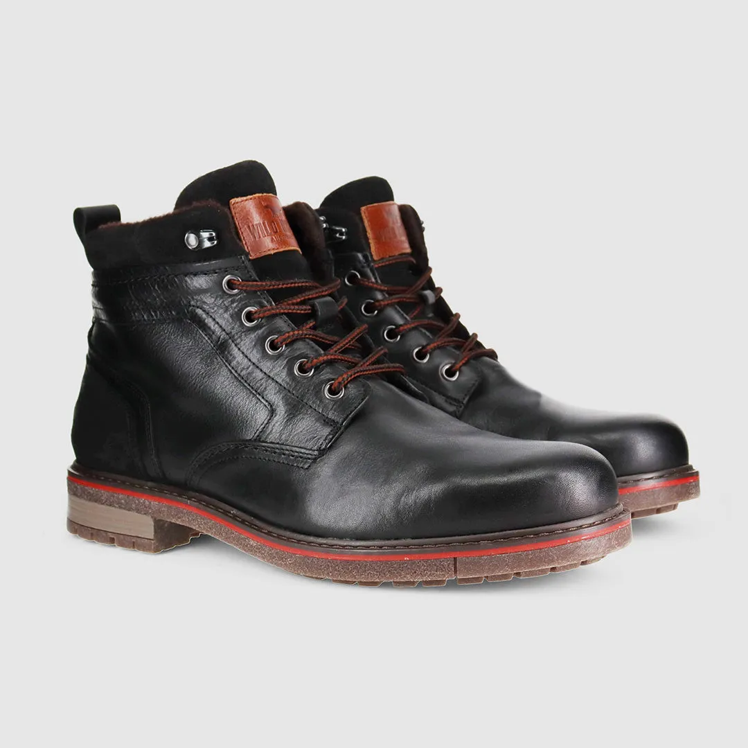 Redback Lace Up Boots Black Quality Wear