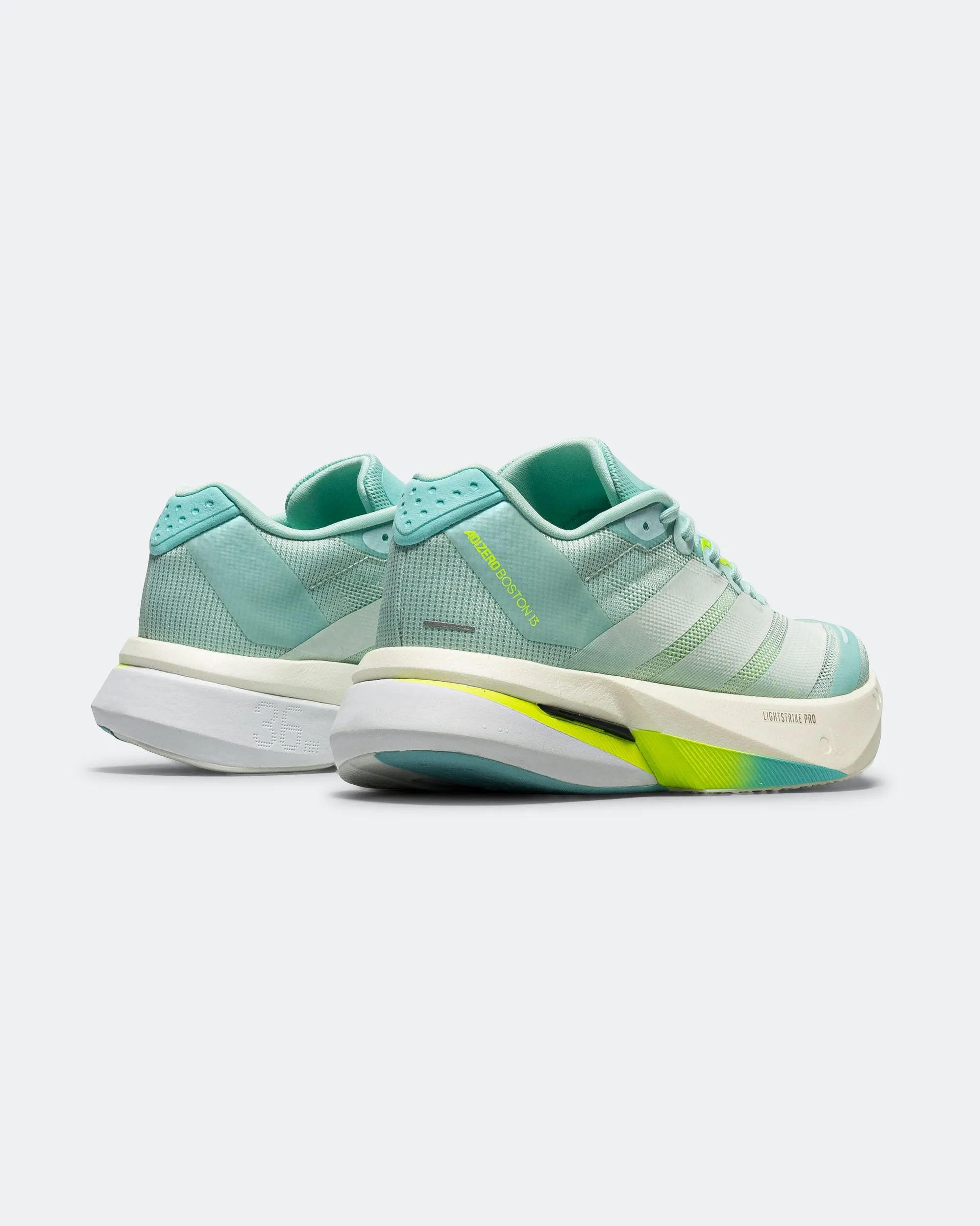 Quiet Walk Womens Adizero Boston 13 - Semi Flash Aqua/Zero Metallic-Lucid Lemon