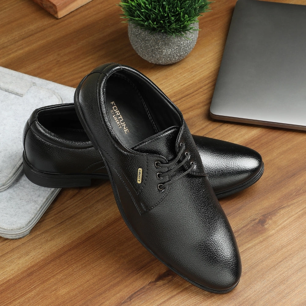Fortune Black Formal Lacing Derby Shoes For Men HOL-130E By Liberty Light Step