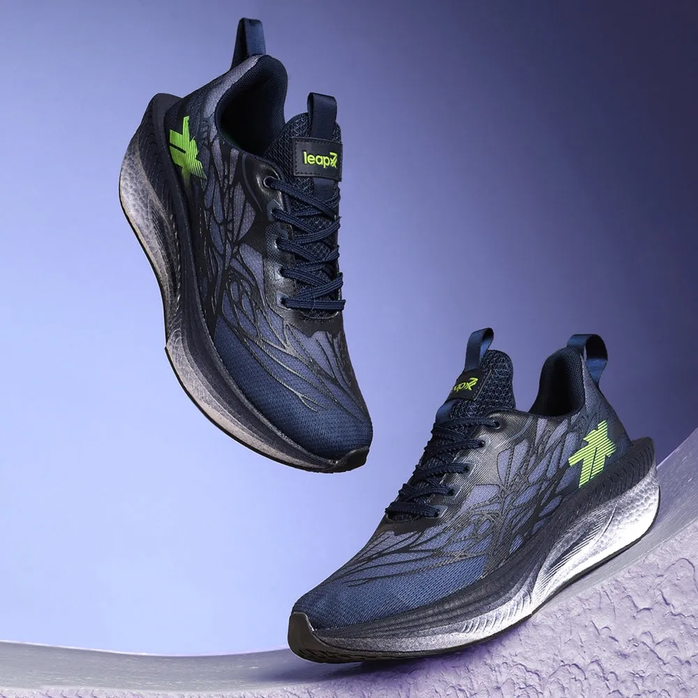 Leap7x Navy Blue Sports Lacing Running Shoes For Men XLM-01 By Liberty hard - surface running option breathable experience