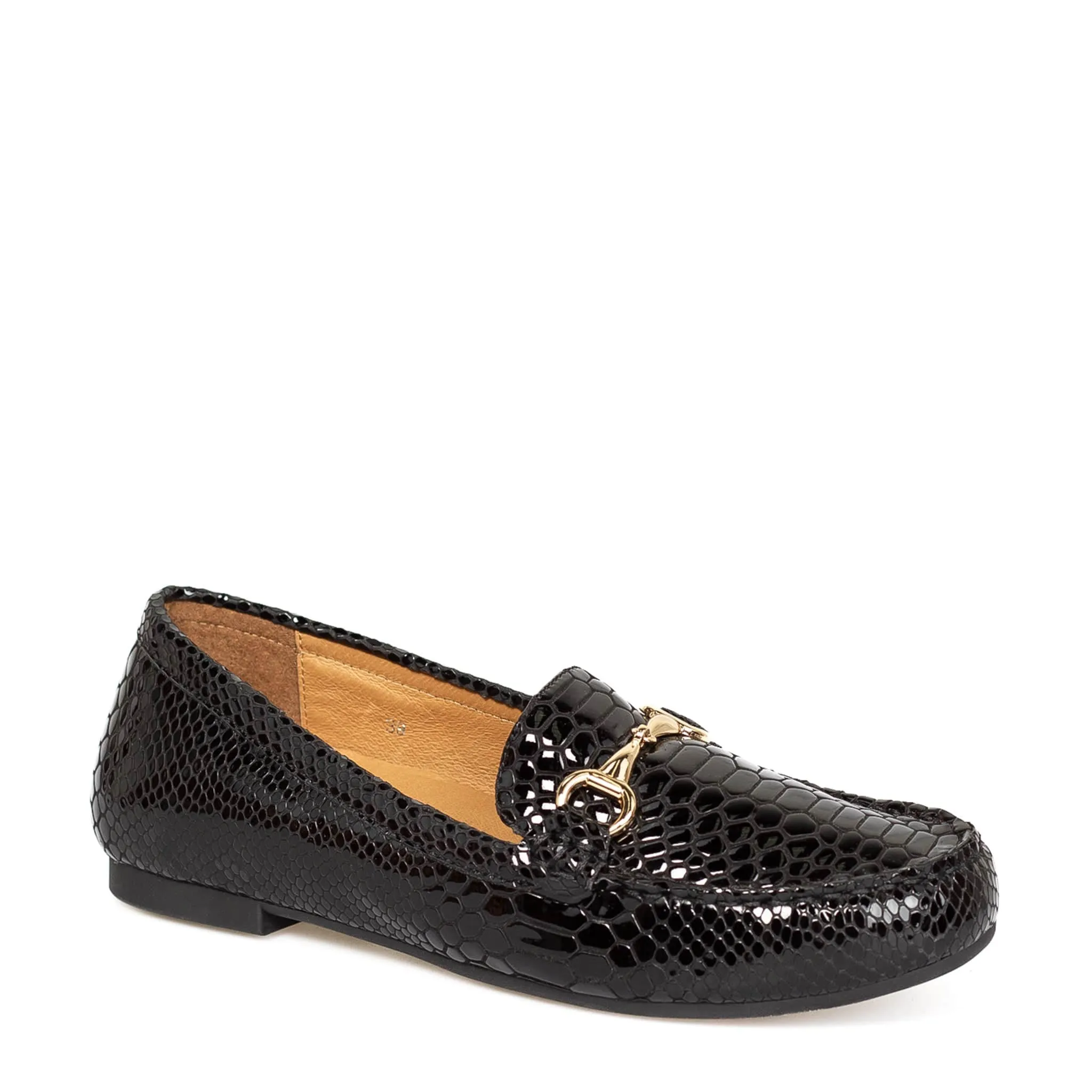 ROMEO Black Patent Croc Quiet Step Business Look