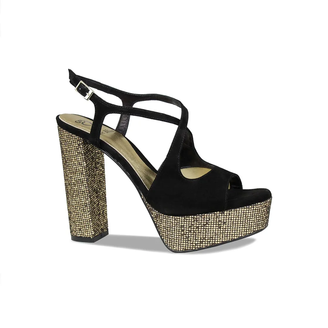 Royalty: Black Suede & Bronze Glitter Lightweight Frame Plain Step