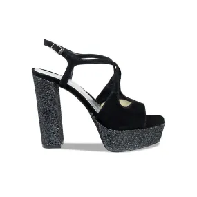 Flat Sole Street Day Royalty: Black Suede & Glitter