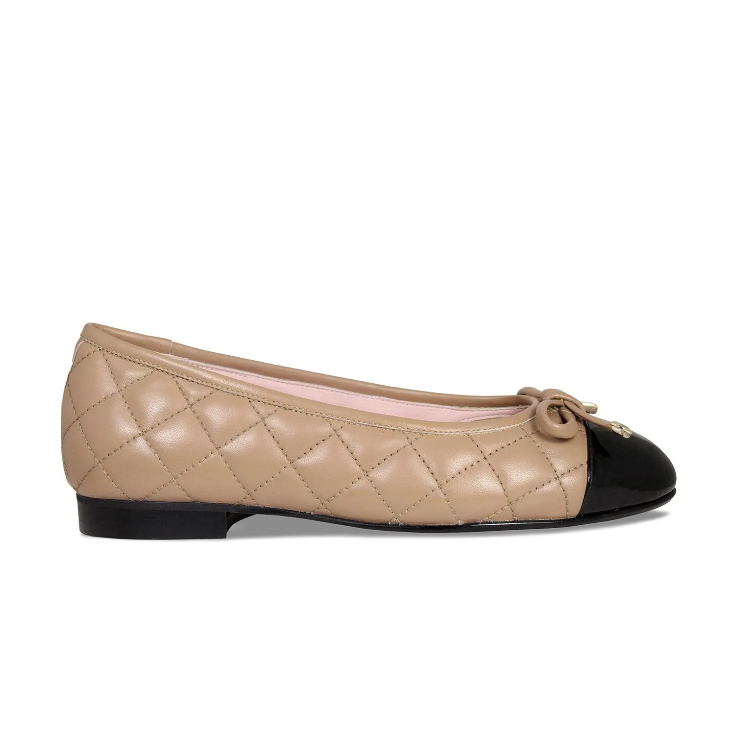Royal: Camel Quilted Leather & Black Patent Non Slip Outsole Grip Ready Step