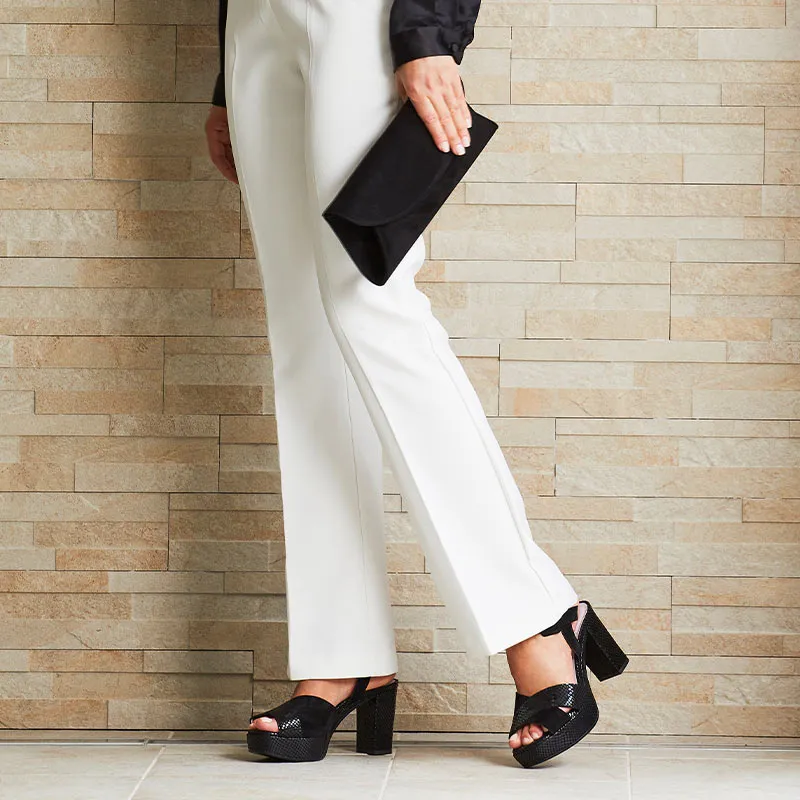 Ruby: Black Suede & Snake Slim Shape Feet Ease