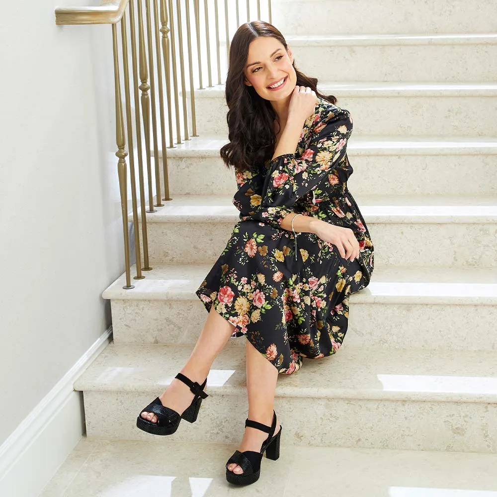 Move Comfort Easy on Ruby: Black Suede & Snake