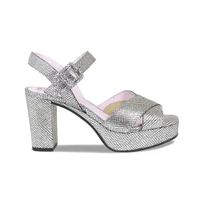 Ruby: Silver Snake Print Leather Comfortable Shoes Abrasion Resistant Toe Cap