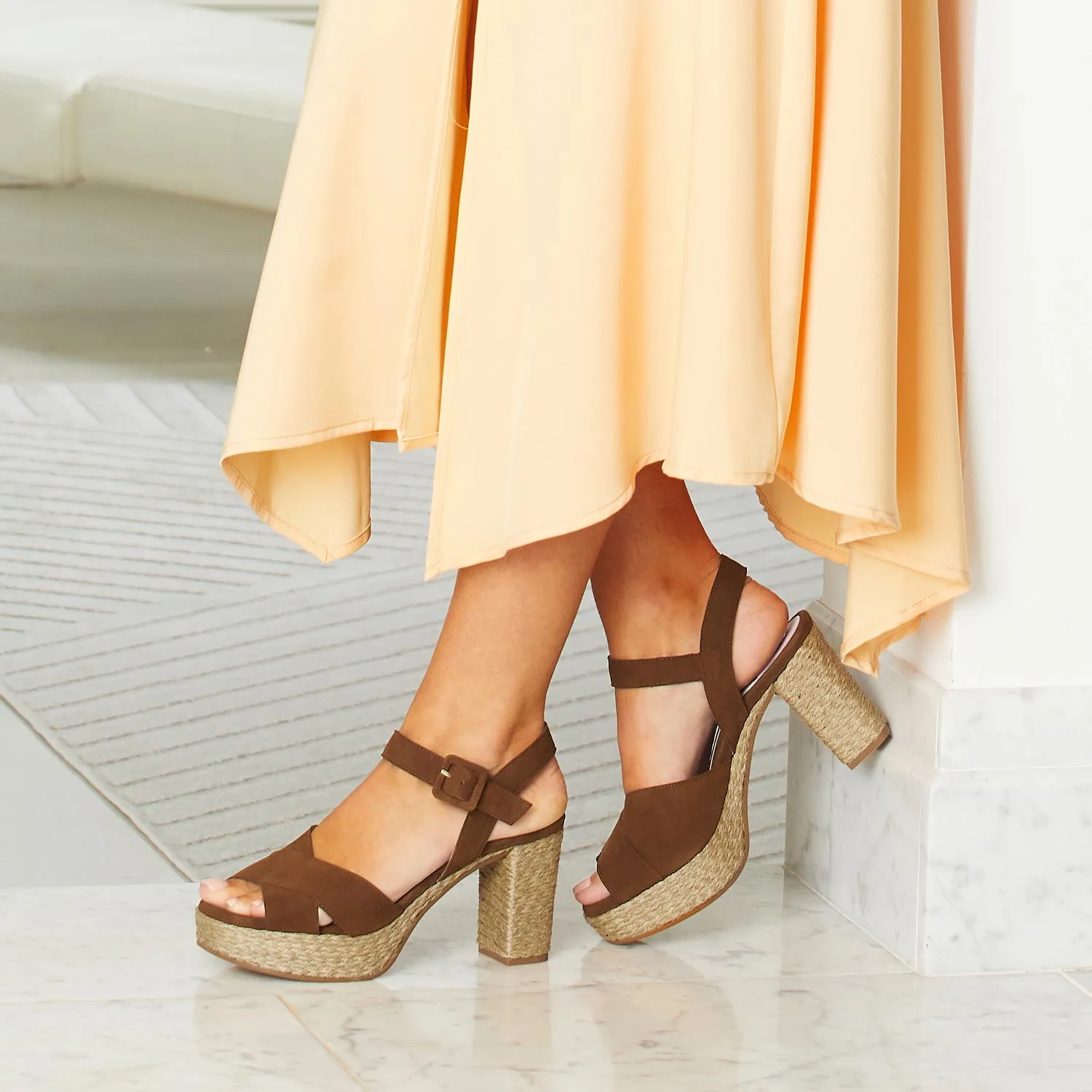 Ruby: Tan Suede & Jute Simple Layers Bounce Back Midsole