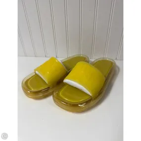 Rubber Sole Wild Jog Sandals Designer By Tory Burch In Yellow, Size: 6