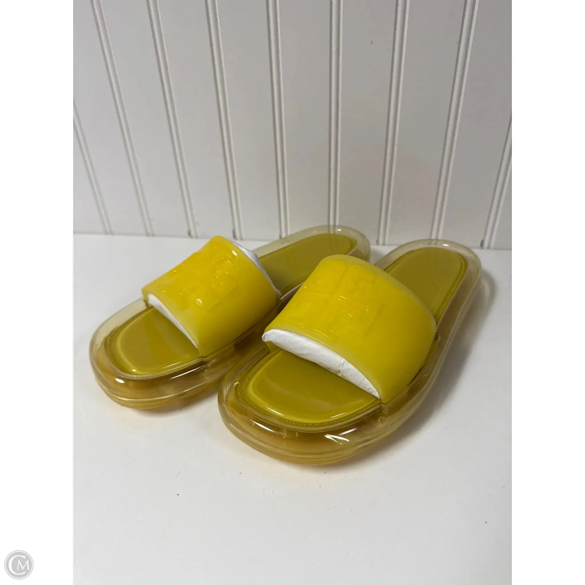 Rubber Sole Wild Jog Sandals Designer By Tory Burch In Yellow, Size: 6