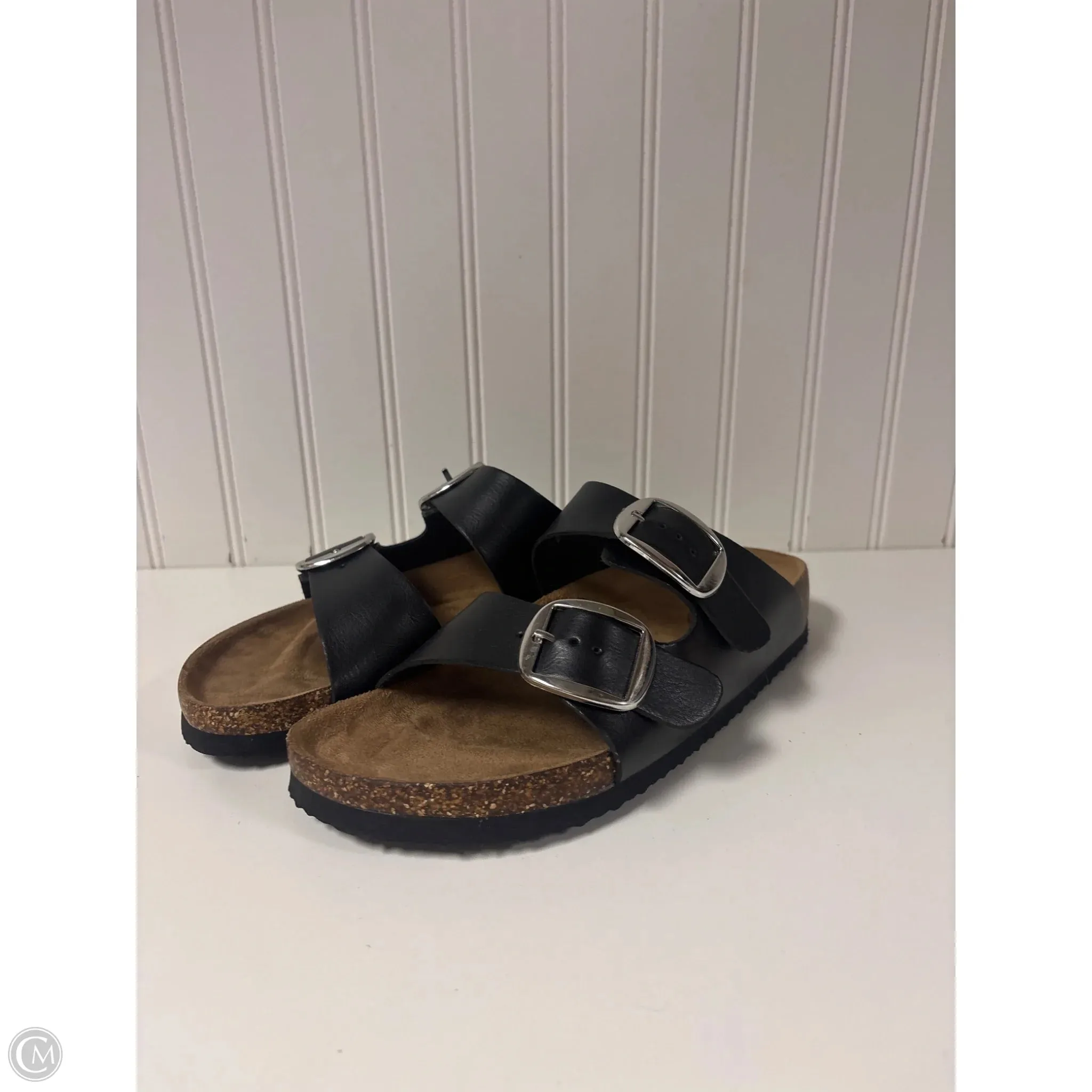 Sandals Flats By Clothes Mentor In Black & Brown, Size: 9 Weekend Ready Season Flex