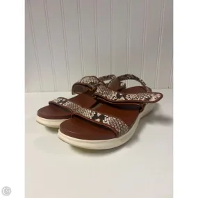 ZipUp Subtle colors Sandals Flats By Cole-haan In Brown & Cream, Size: 8
