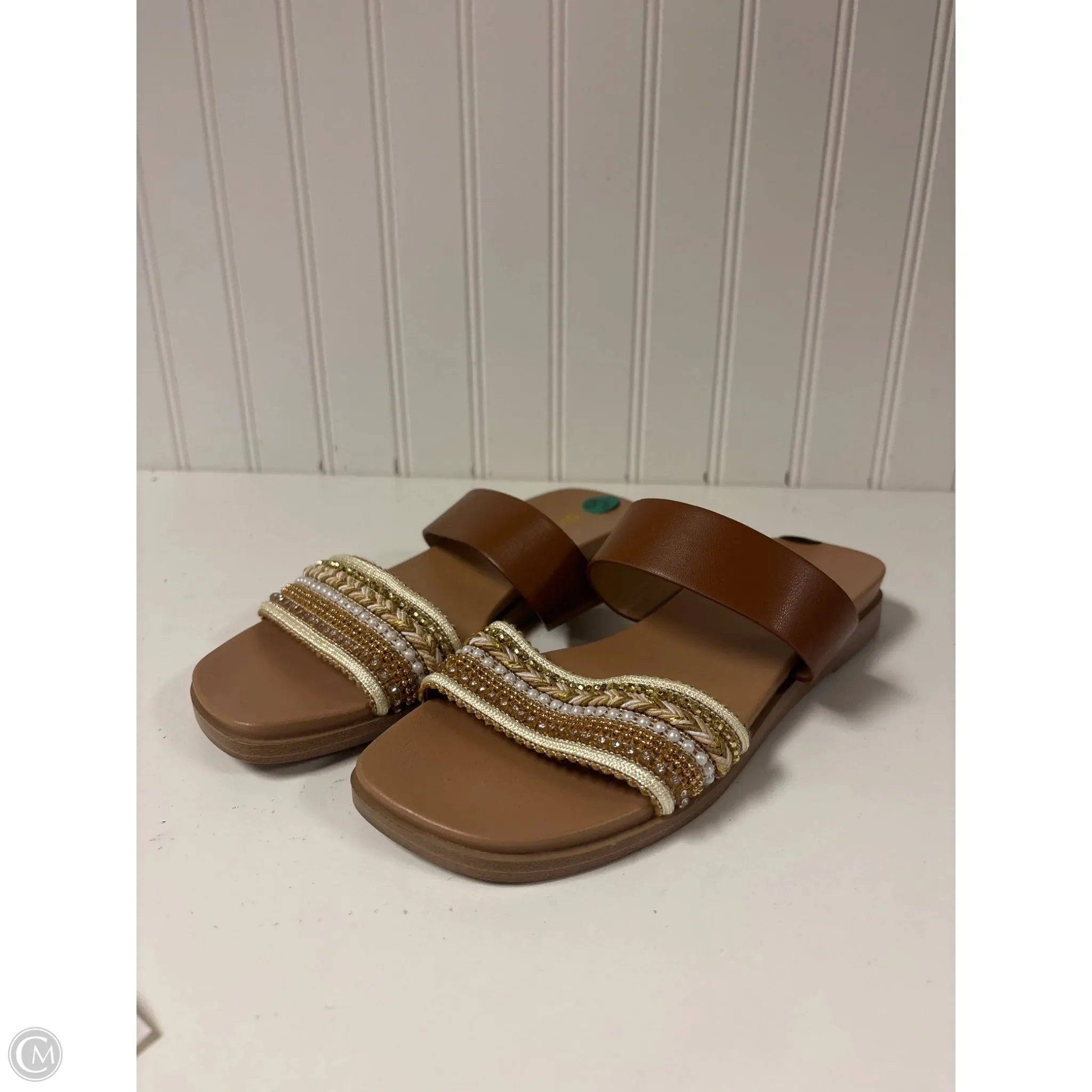 Sandals Flats By Soda In Tan, Size: 5.5 Fashionable color scheme Cloud Fit