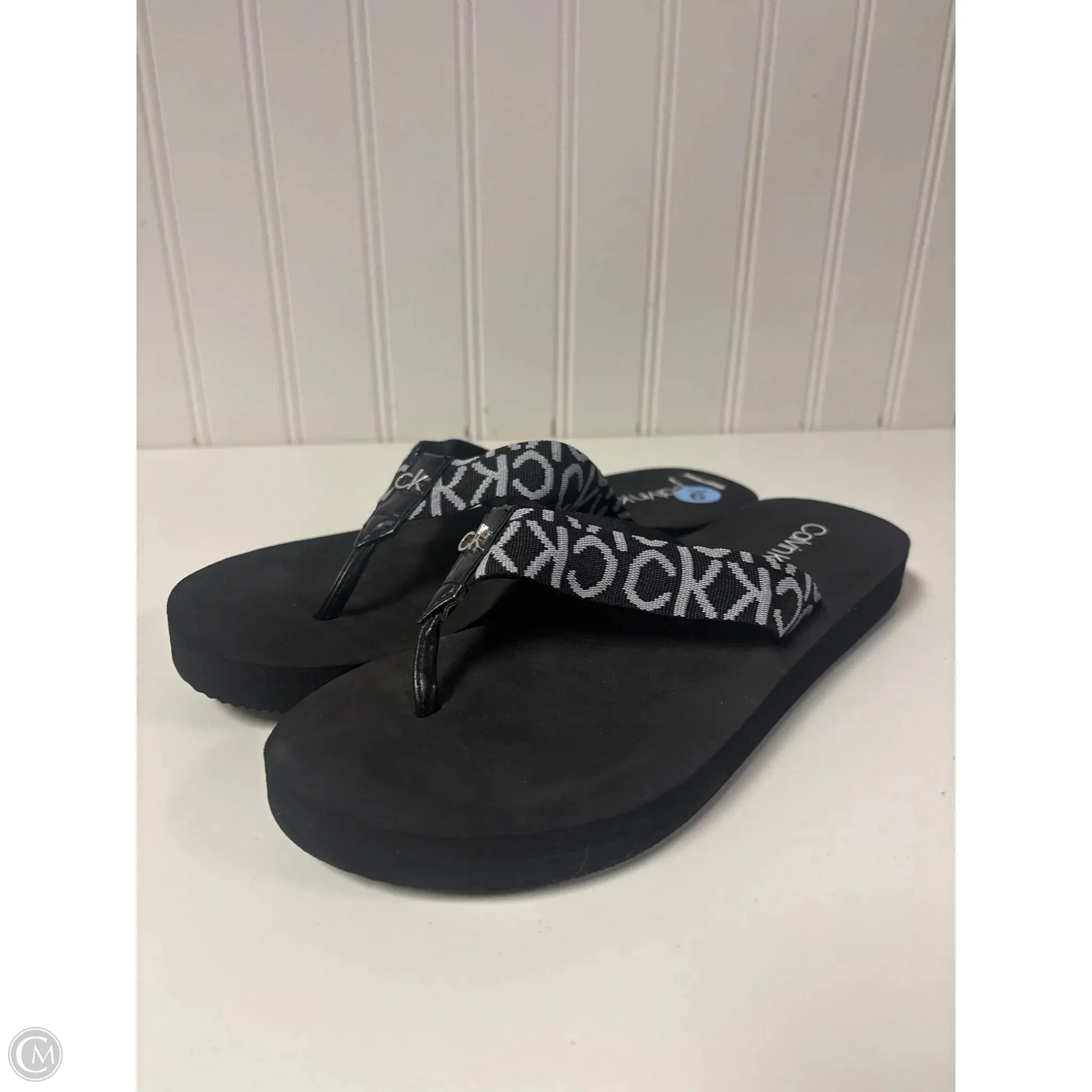 Sandals Flip Flops By Calvin Klein In Black, Size: 6 Smart Style
