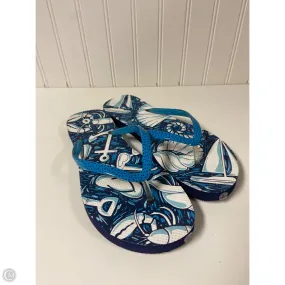 Memory Foam Padding Anti   Odor Sandals Flip Flops By Vera Bradley In Blue & White, Size: 9