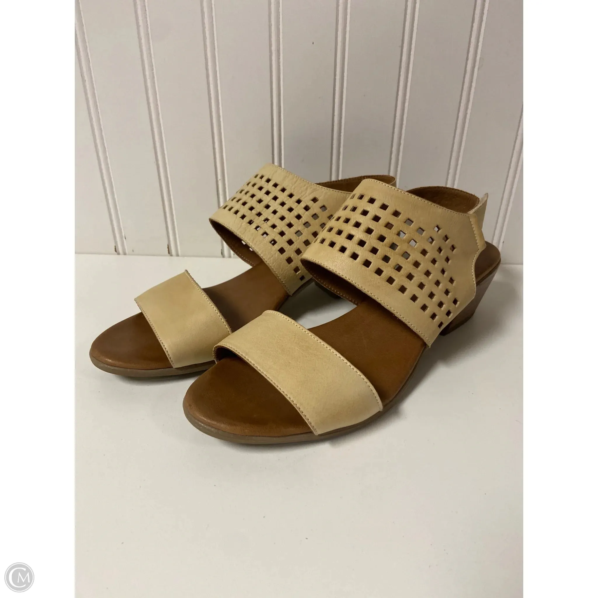 Durable Stitching Sandals Heels Block By Cmc In Tan, Size: 8.5