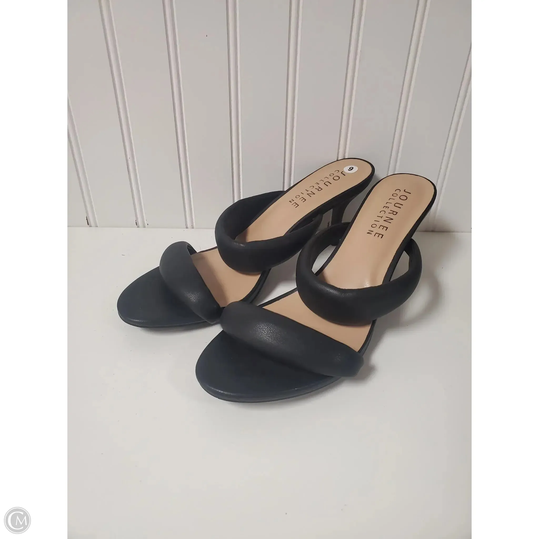 Urban Minimal Touch Comfort Sandals Heels Kitten By Journee In Black, Size: 9