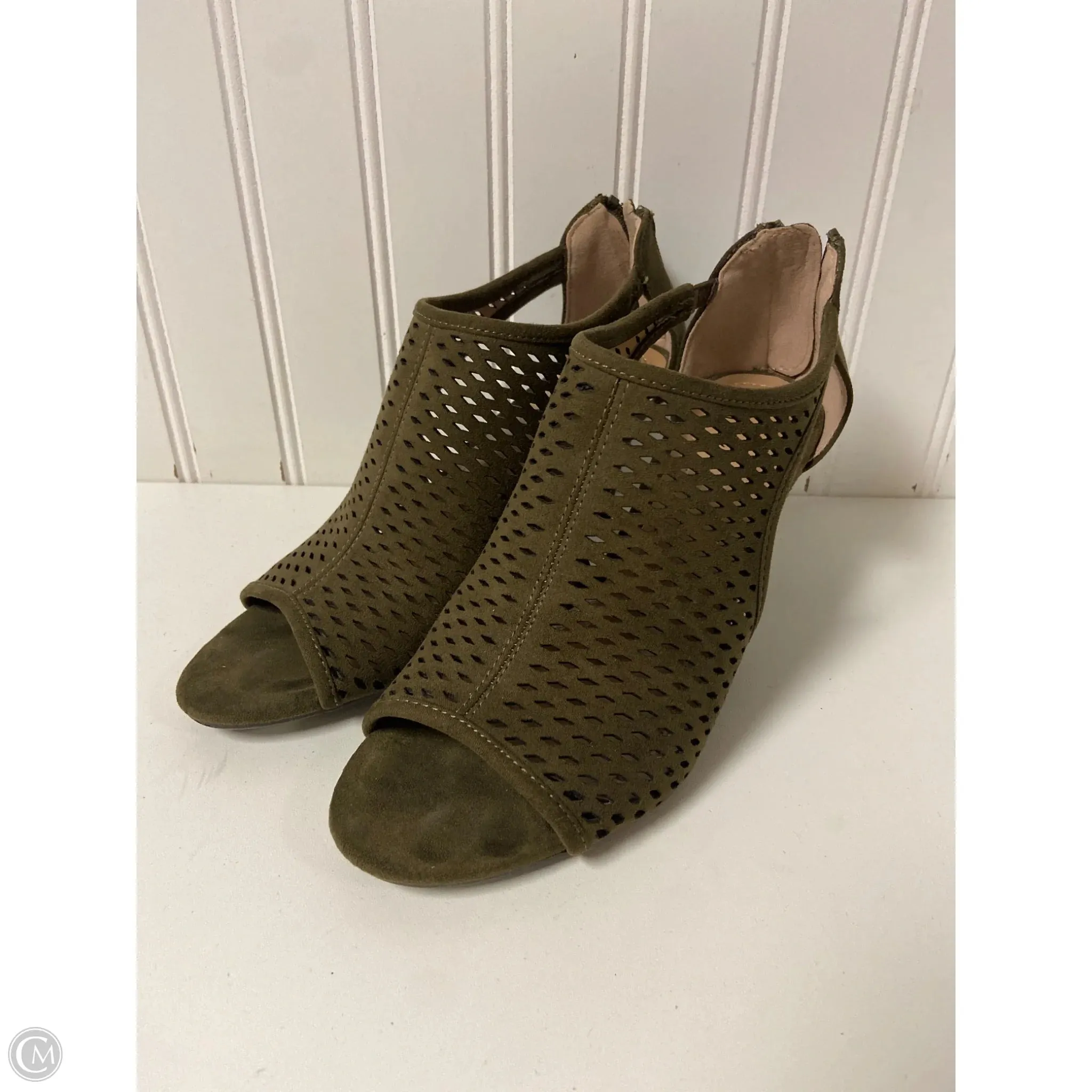 Sandals Heels Stiletto By Style And Company In Green, Size: 6 Plain Finish Adjustable Fit System