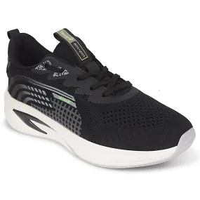 Leap7x Black Sports Lacing Running Shoes For Men KAPSTER-1 By Liberty cushioned - midsole shoes