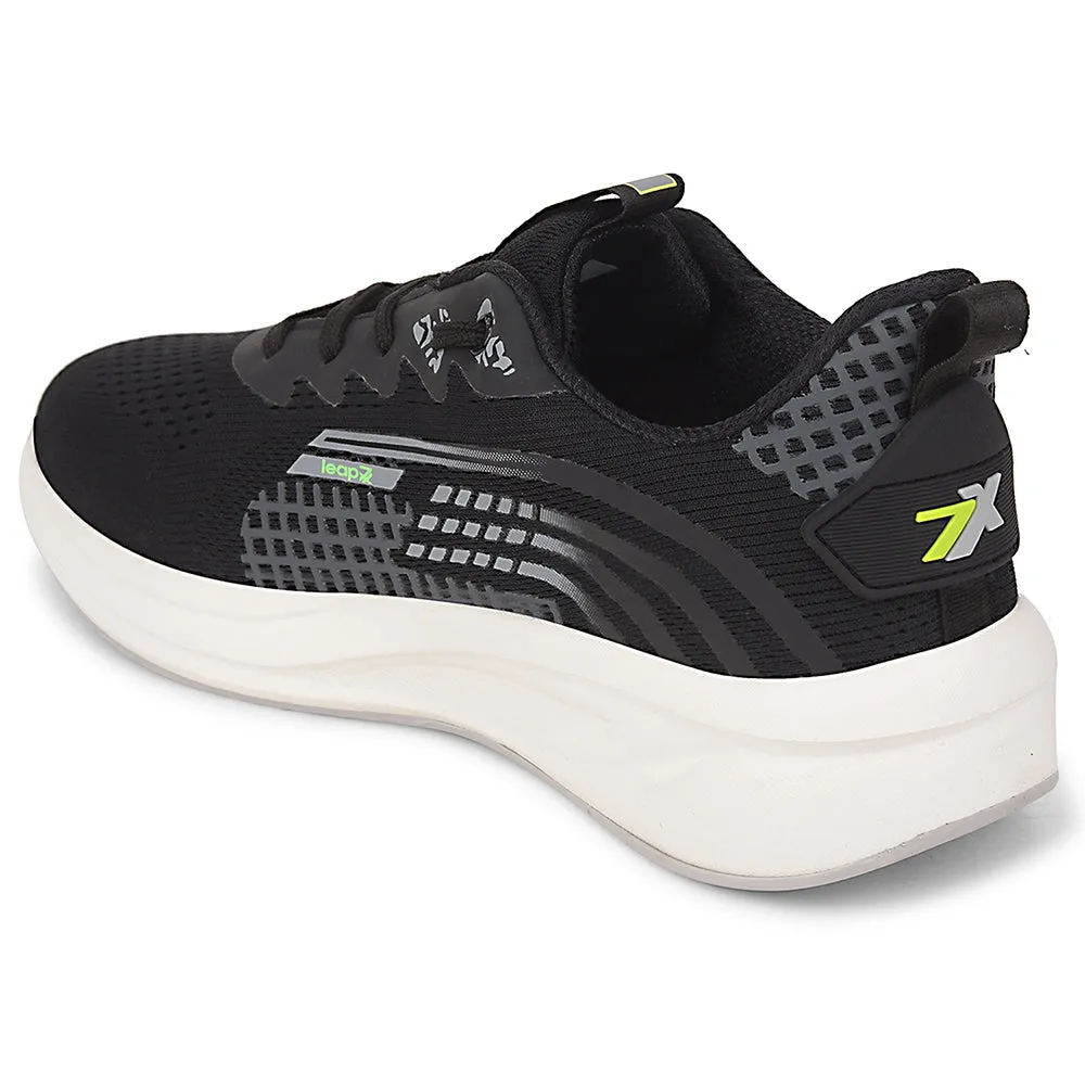 Leap7x Black Sports Lacing Running Shoes For Men KAPSTER-1 By Liberty 10K running snug fit shoes