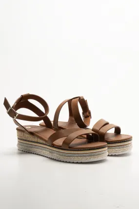 French Touch Espadrille Wedge Sandals Natural