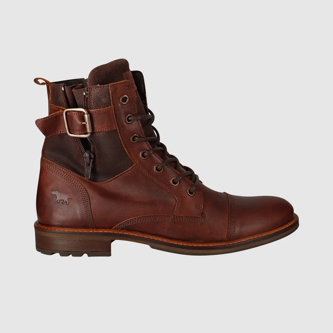 Plaid Lace Up Boots Rust Workwear Style